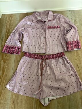 Free People Silk Pajama Set Size Large